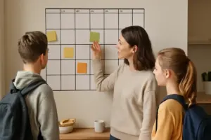 Planner mensile da parete per famiglie con figli a scuola: la soluzione che riduce i ritardi al mattino