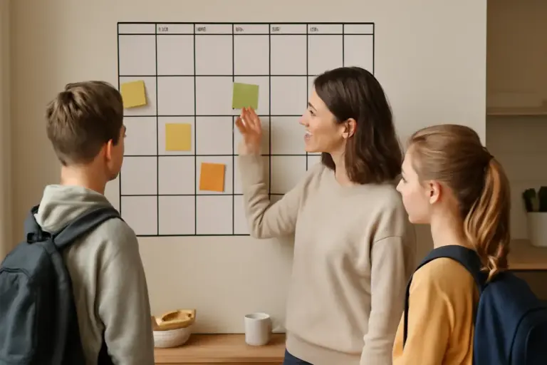 Planner mensile da parete per famiglie con figli a scuola: la soluzione che riduce i ritardi al mattino